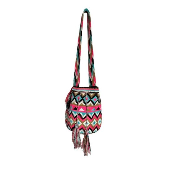 Wayuu Mochila Bag 100% Authentic Handmade Large Size drawstring bucket handbag - Picture 10 of 10